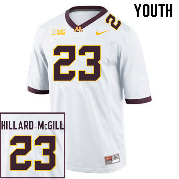 Youth #23 Dylan Hillard-McGill Minnesota Golden Gophers College Football Jerseys Sale-White